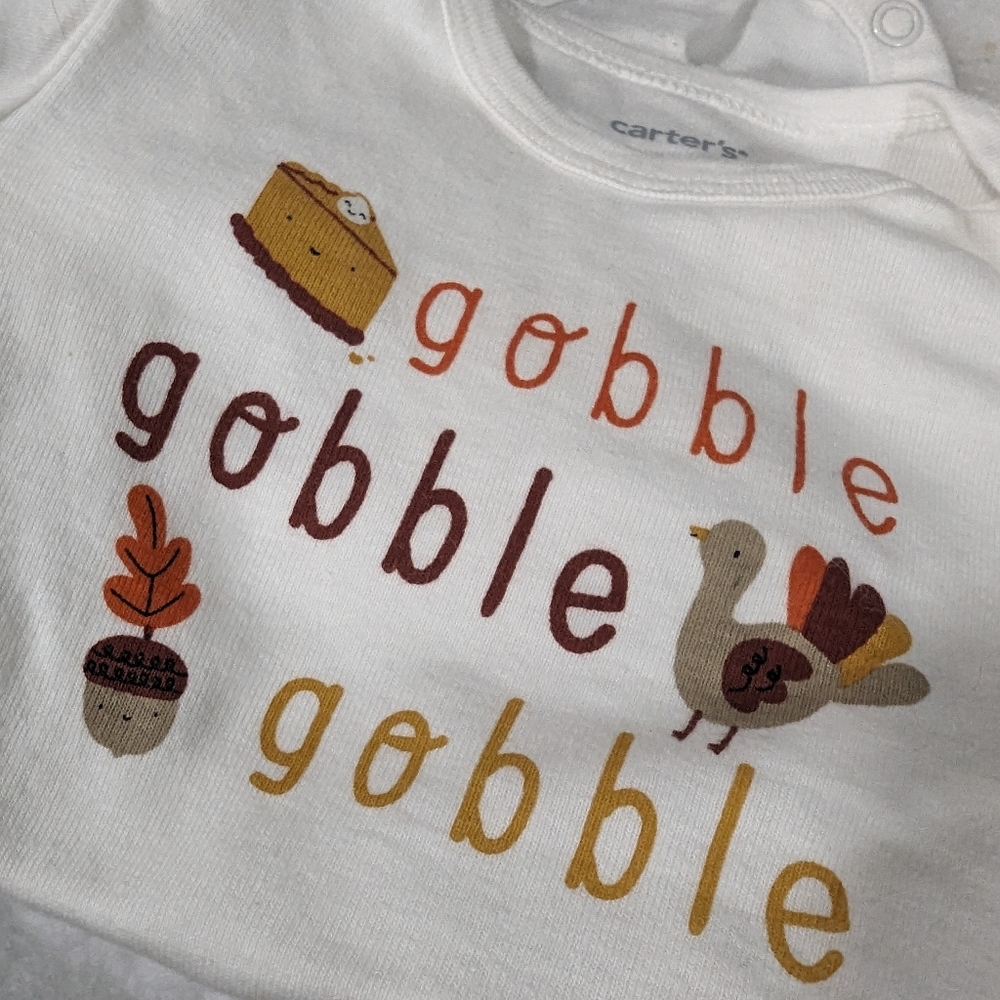 6 month Thanksgiving Onsie, sweatshirt and hat